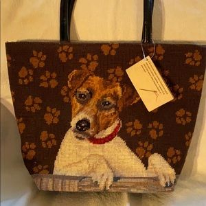 Kompany Needlepoint Handbag of Jack Russell